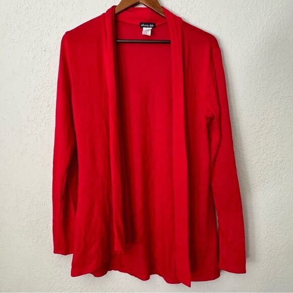 Women's Olivia Blu Red Open Cardigan Sweater - Picture 2 of 6
